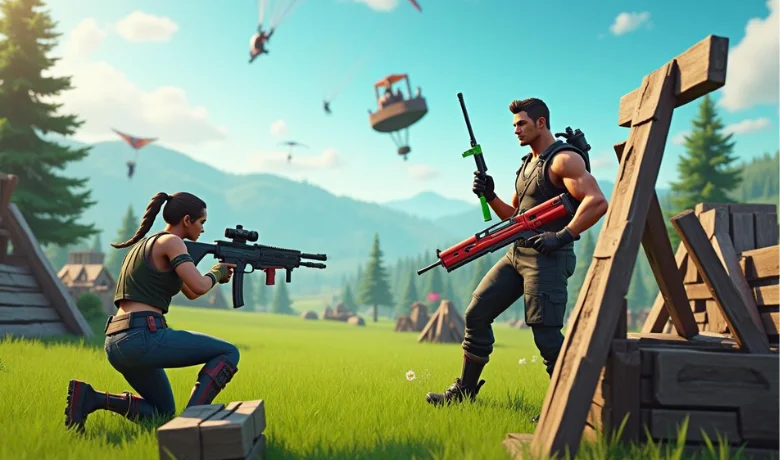 dois personagens dentro do modo battleroyale dentro do fortnite