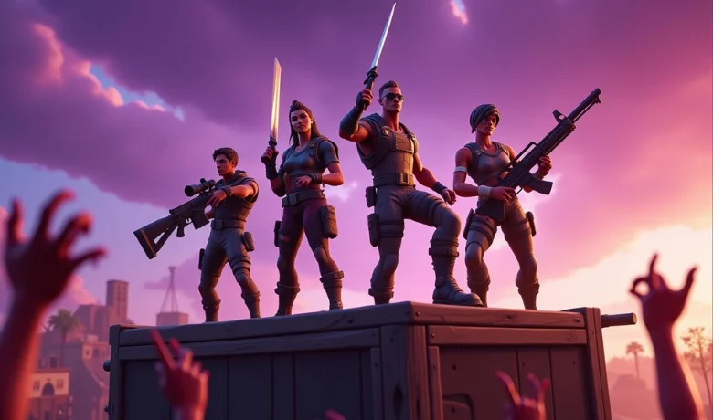 4 jogadores no modo salve o mundo dentro do fortnite