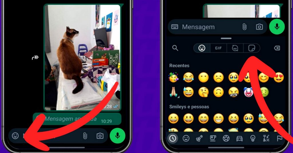 Memilih stiker WhatsApp melalui Android