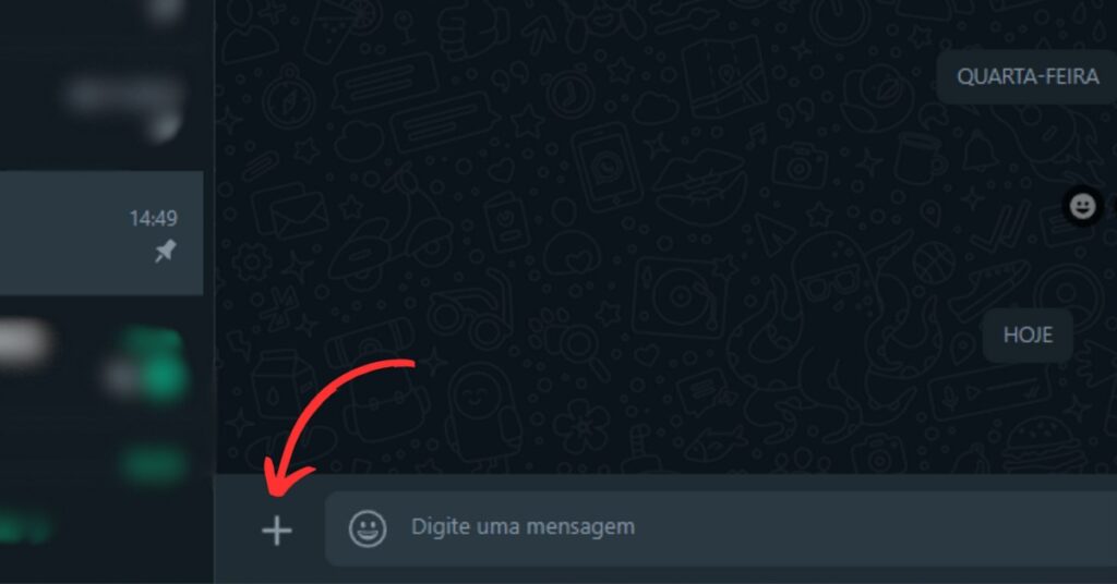 Opções no WhatsApp via PC